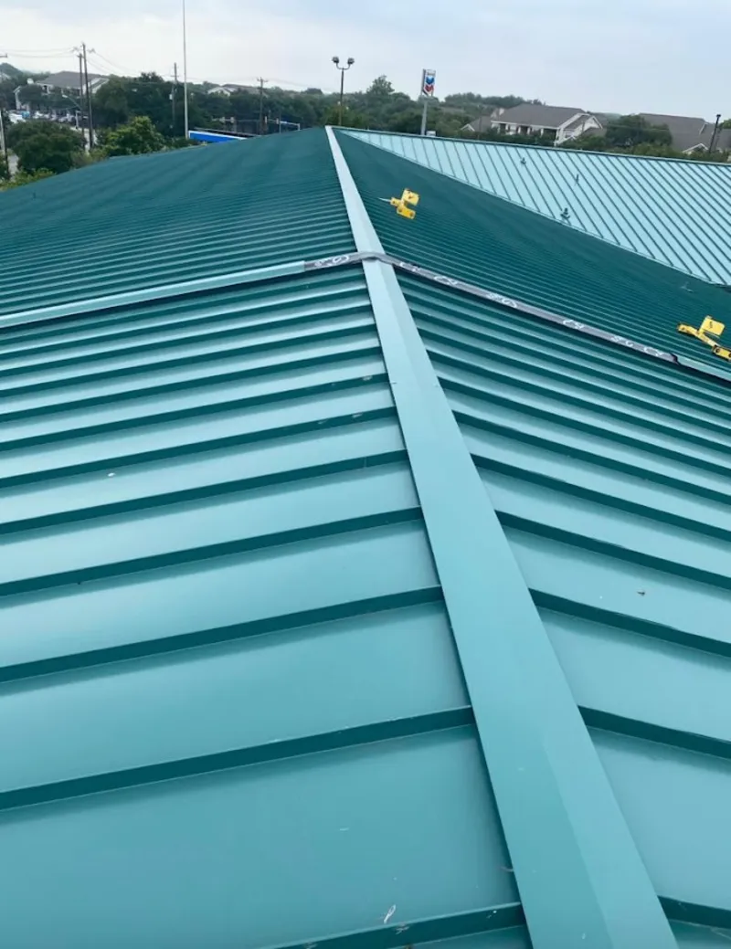 Green commercial metal roof ridge and valley for Metal Roof Repair in Vincent